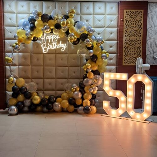 birthday decoration black and white golden mix